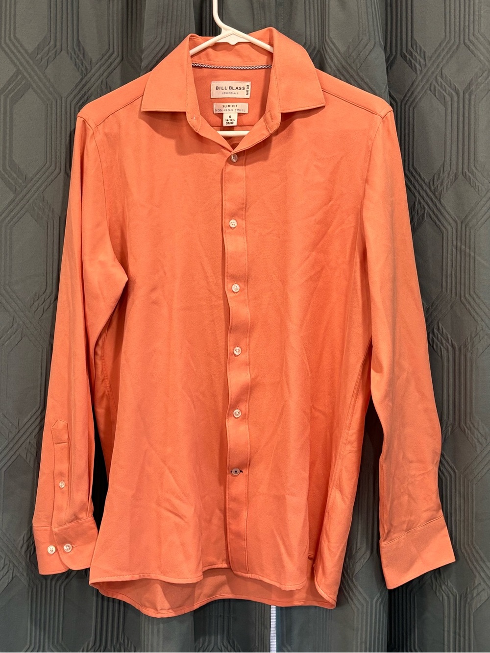 Bill Blass Essentials Non-Iron Twill Men’s Coral Dress Shirt Sz S